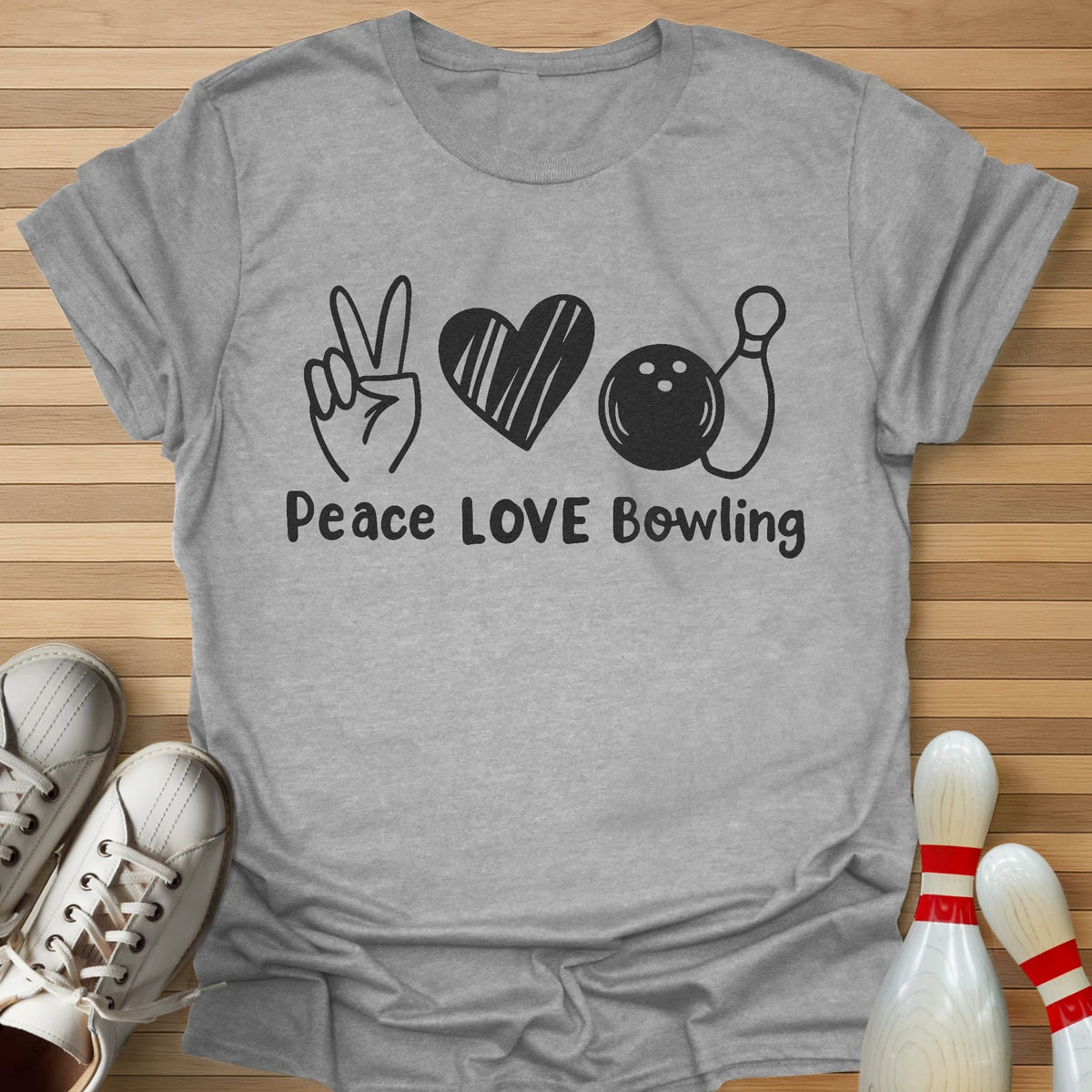Peace Love Bowling Mono T-Shirt