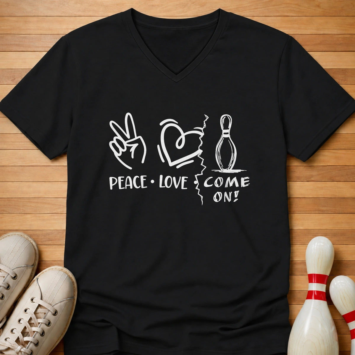 Peace Love Come On! Women's V-Neck
