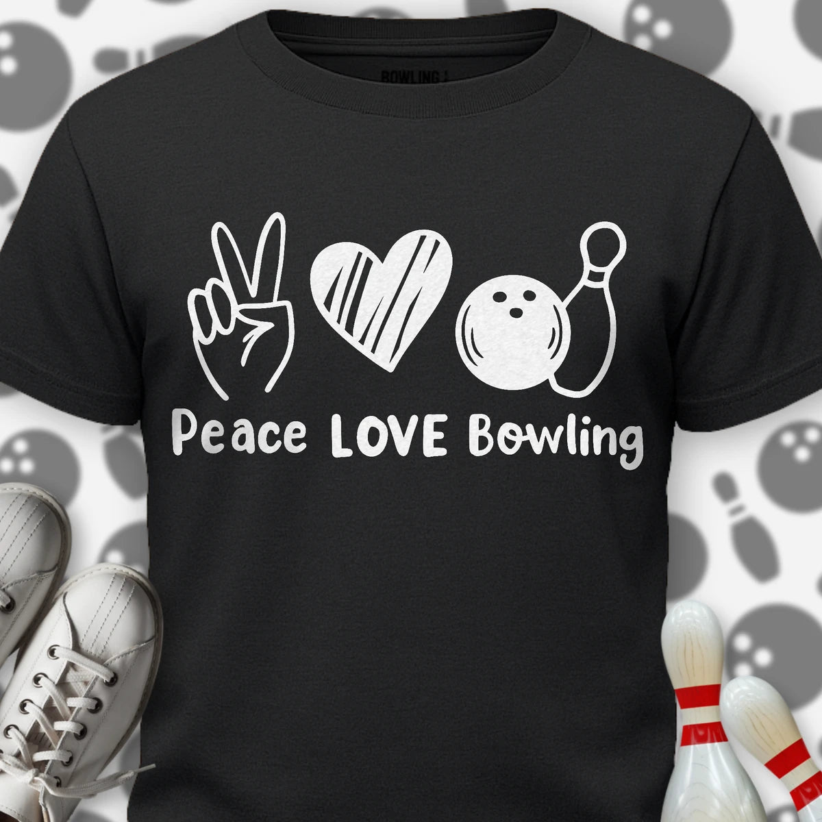 Peace Love Bowling Mono T-Shirt