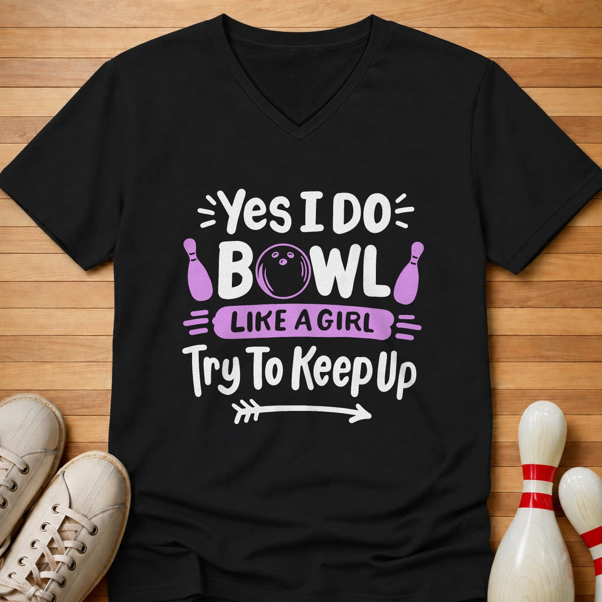 Girl Power Bowling Women's V-Neck