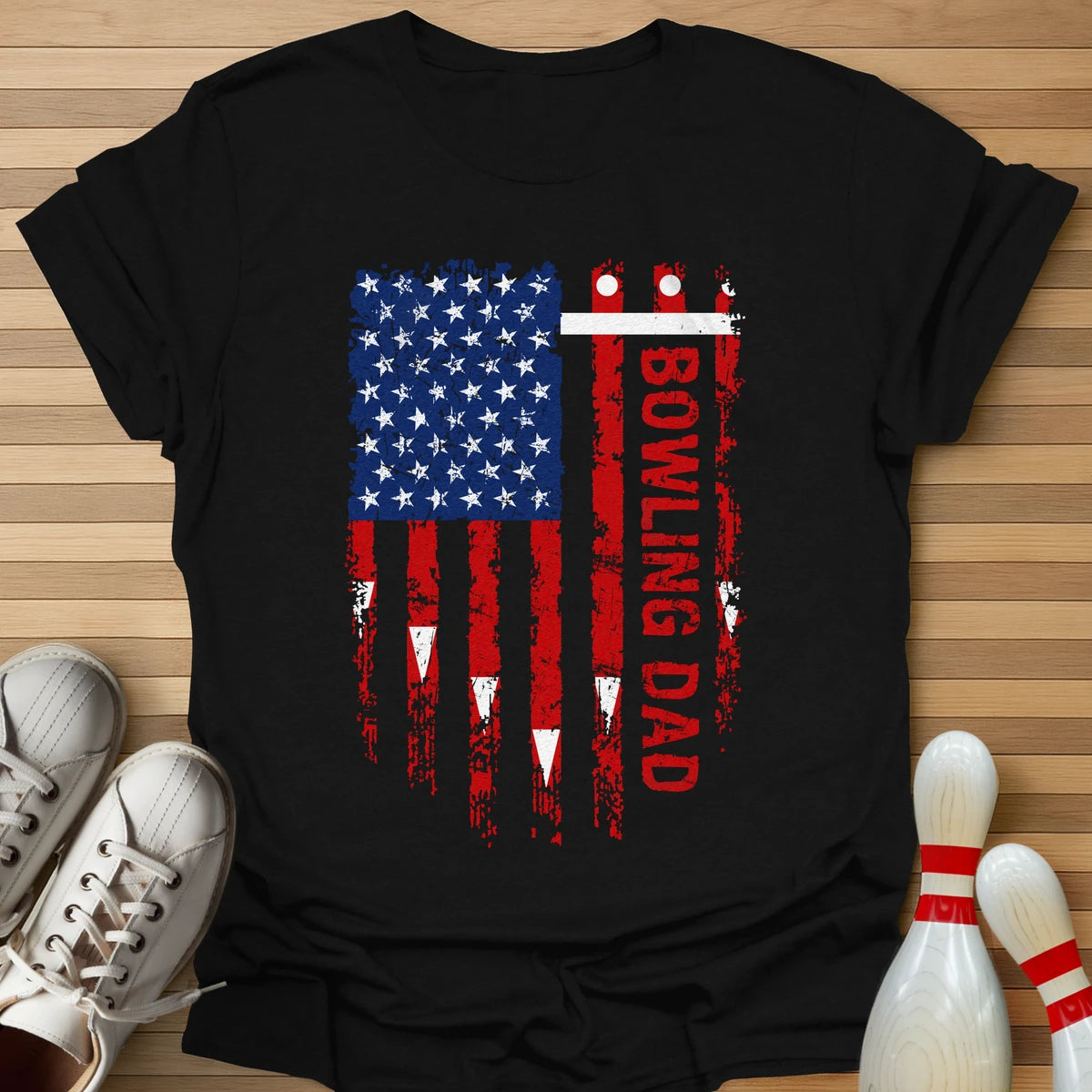 Bowling Dad Lane Flag T-Shirt