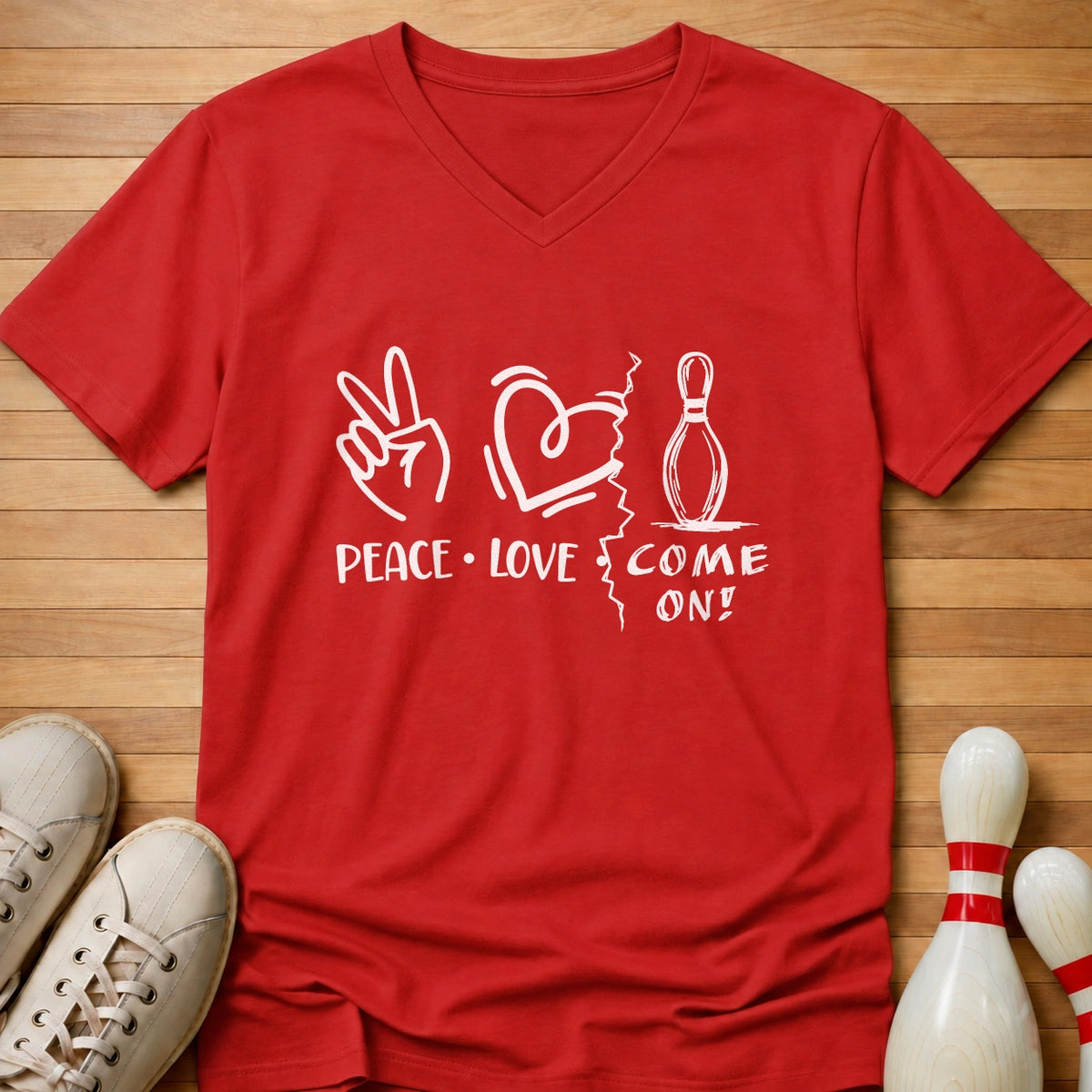 Peace Love Come On! Women's V-Neck