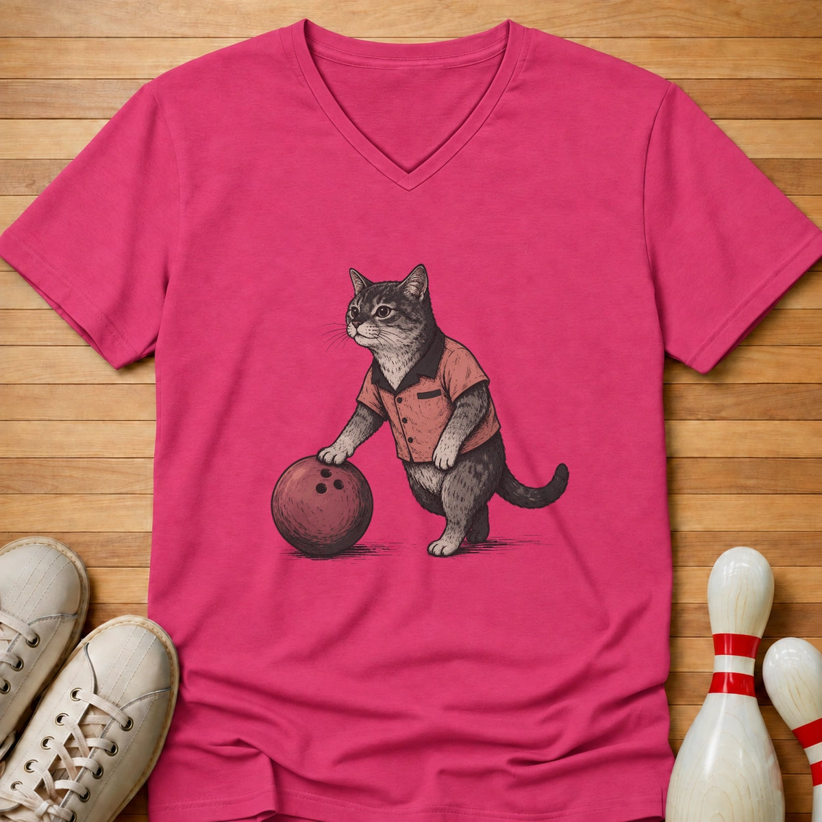Cat Bowling Women's V-Neck