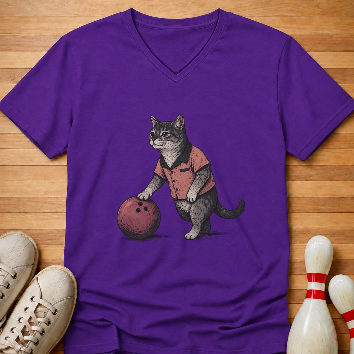 Cat Bowling Women's V-Neck