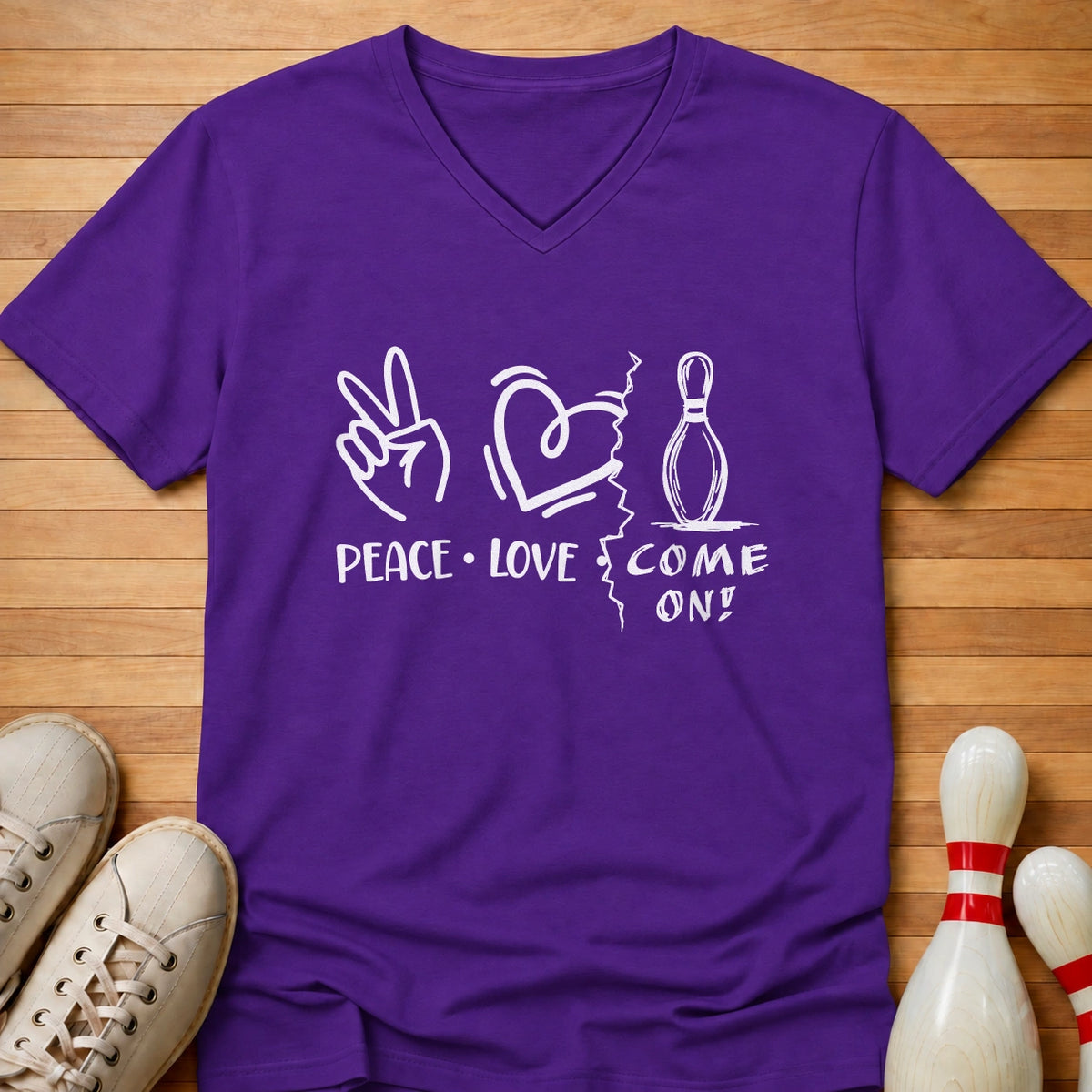 Peace Love Come On! Women's V-Neck