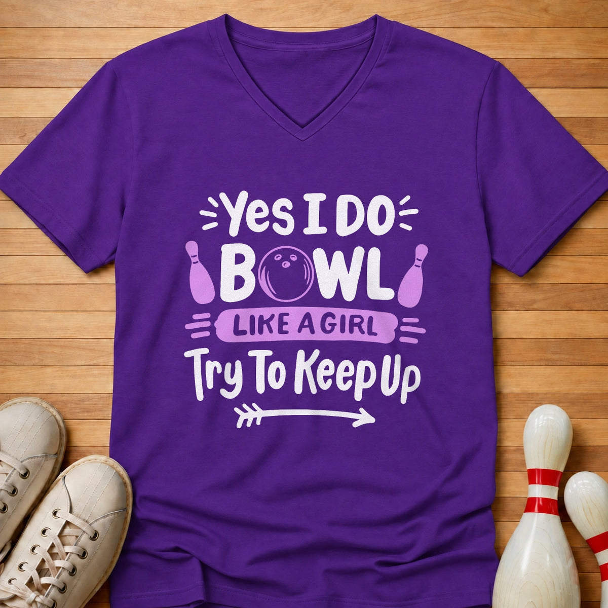 Girl Power Bowling Women's V-Neck