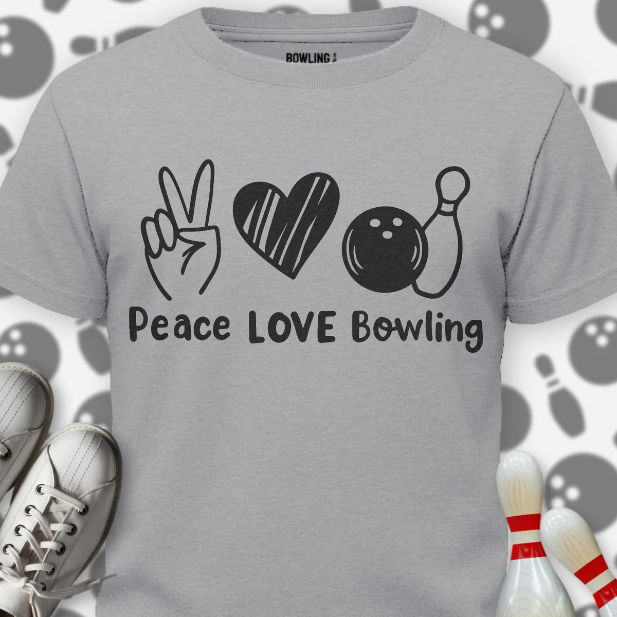 Peace Love Bowling Mono T-Shirt