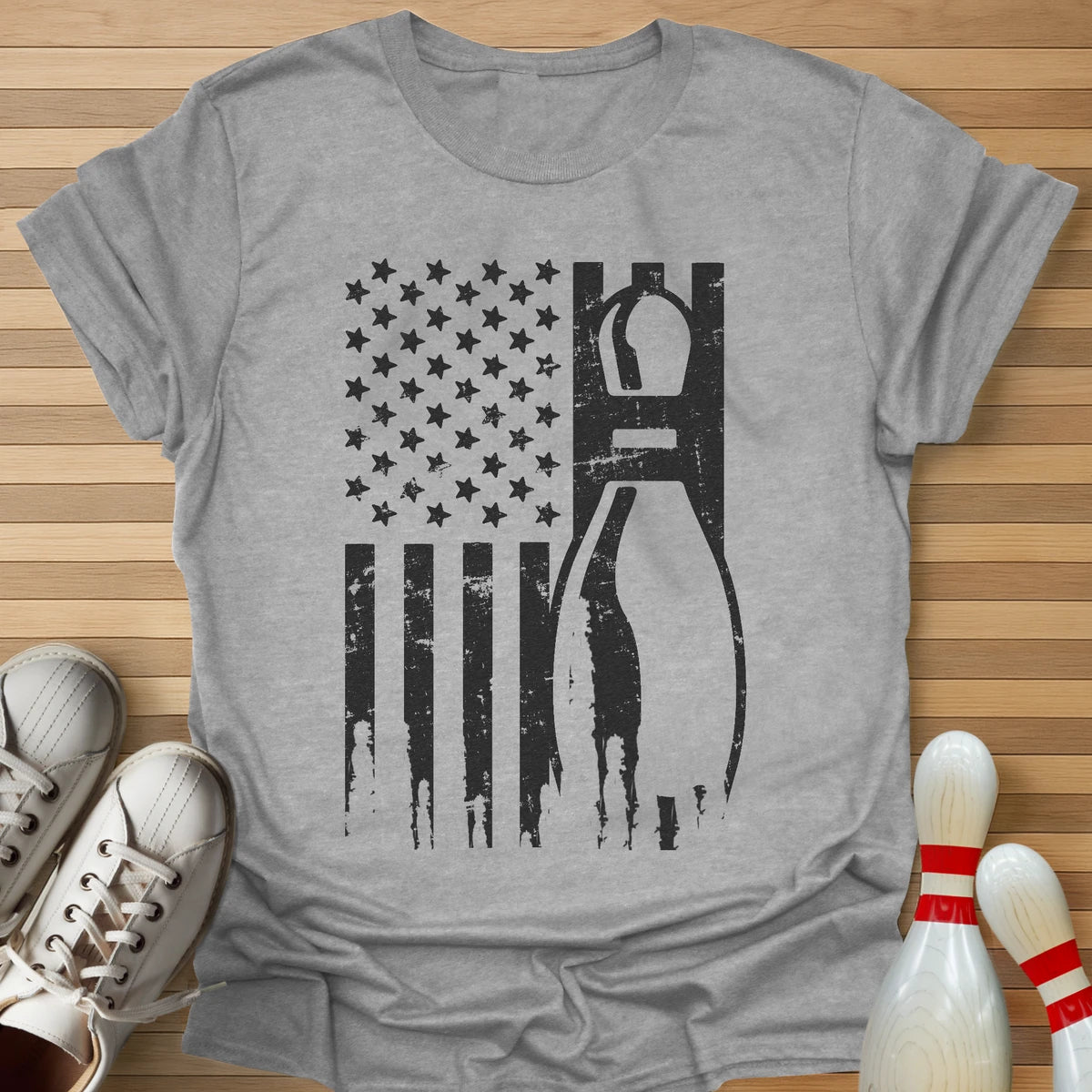 Retro Bowling US Flag T-Shirt