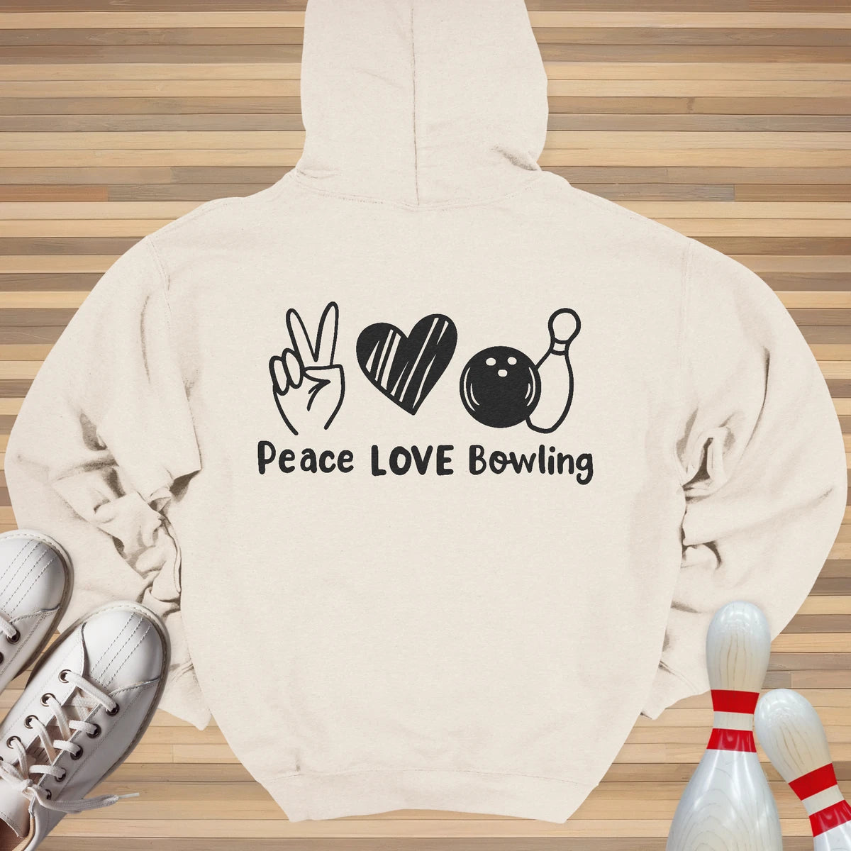 Peace Love & Bowling White Hoodie