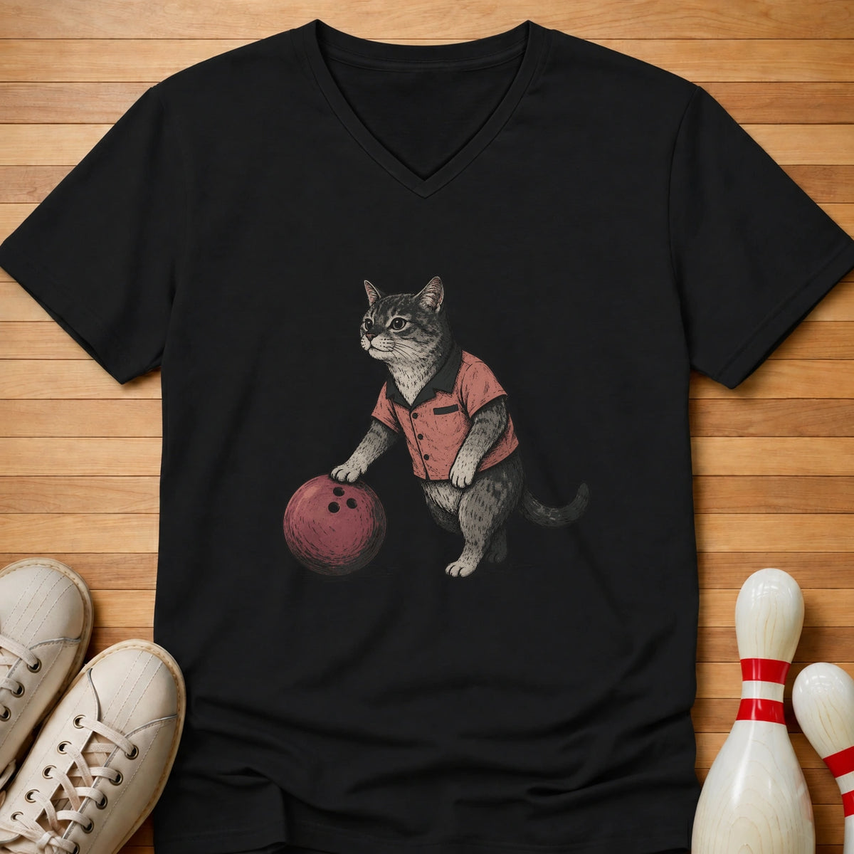 Cat Bowling Women's V-Neck