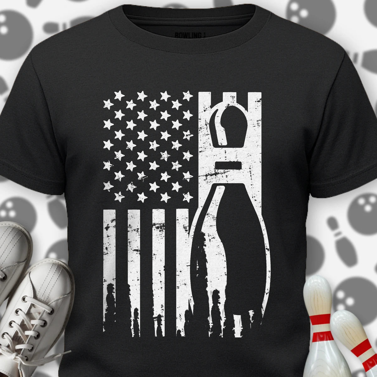 Retro Bowling US Flag T-Shirt