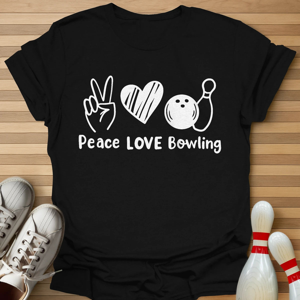 Peace Love Bowling Mono T-Shirt