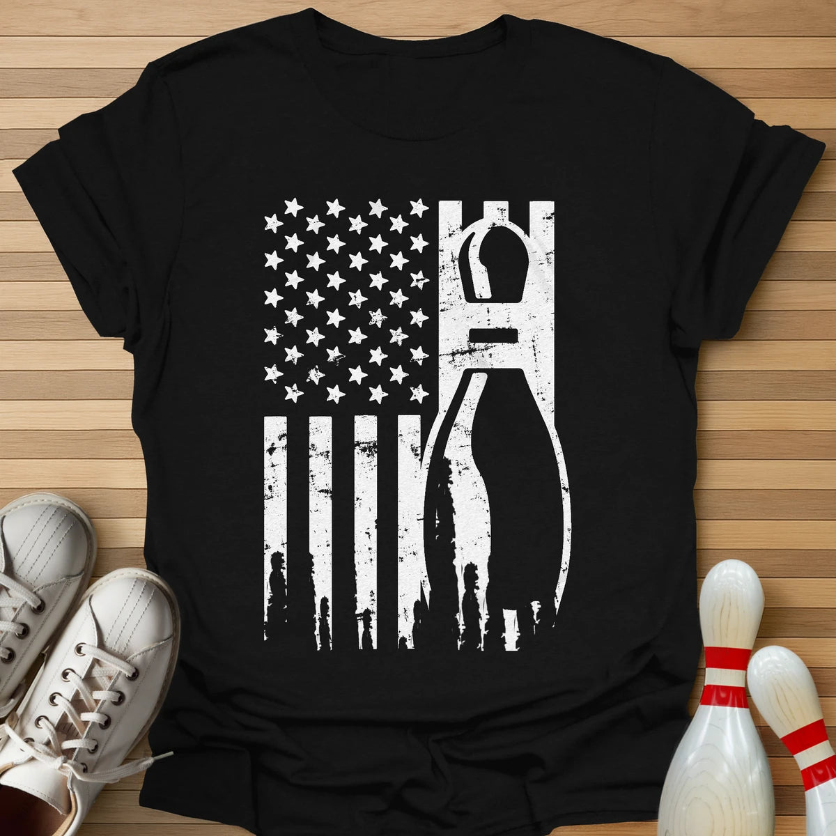 Retro Bowling US Flag T-Shirt