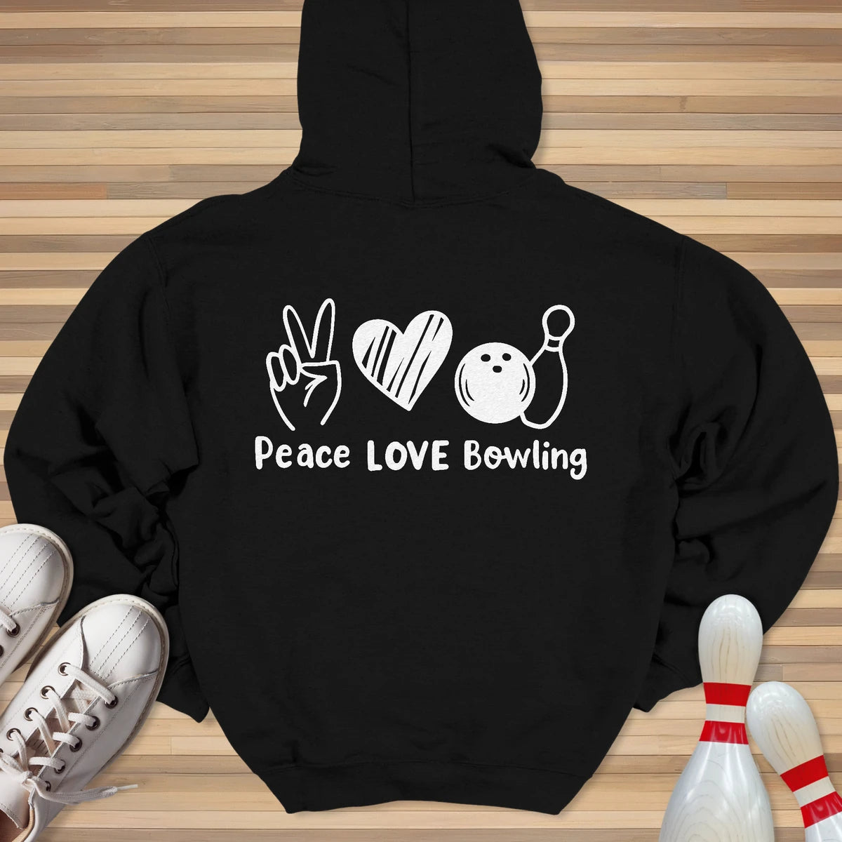 Peace Love & Bowling White Hoodie