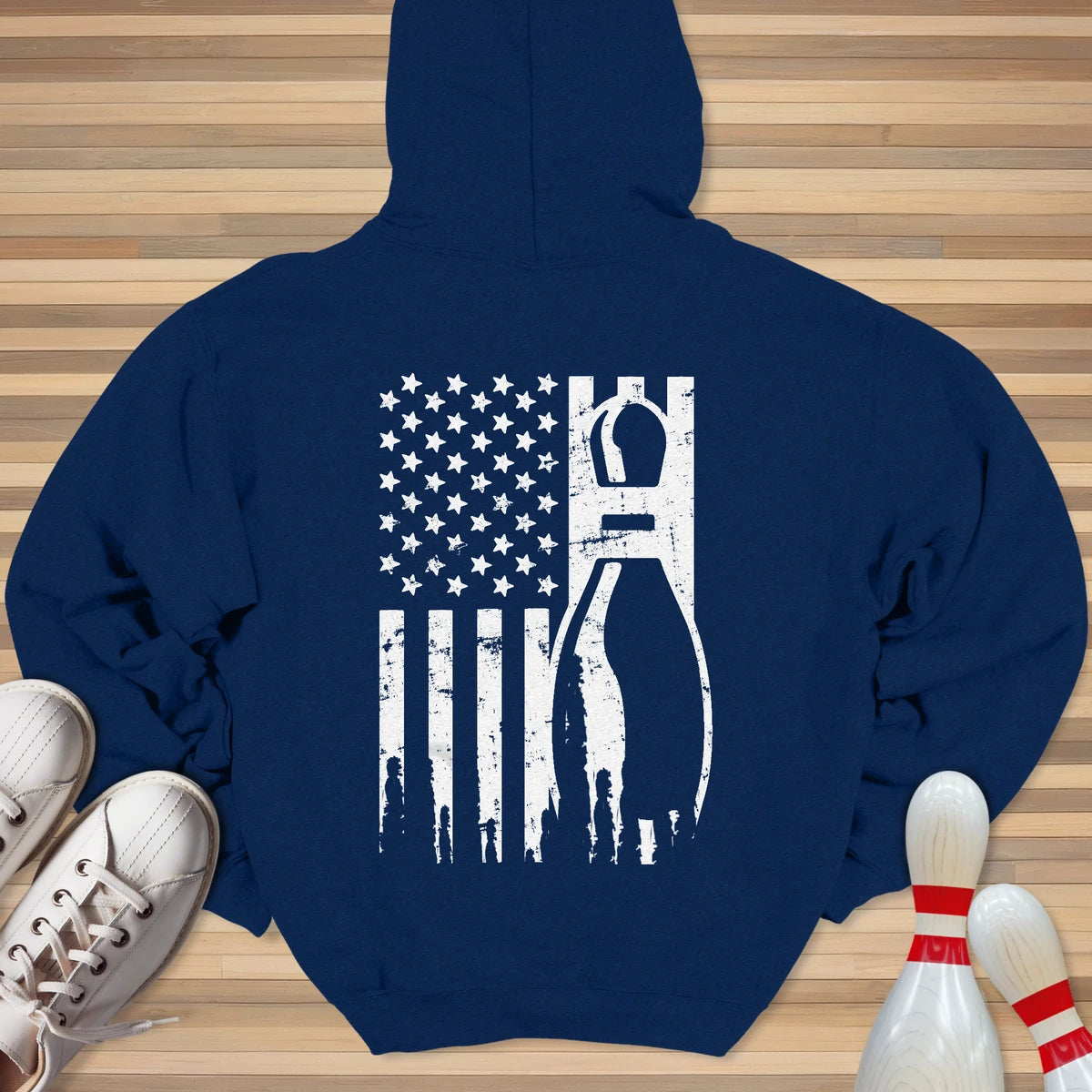USA White Bowling Flag Hoodie