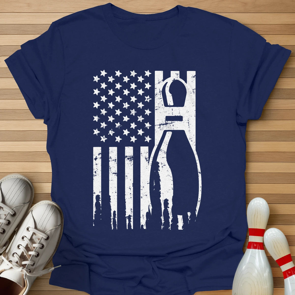 Retro Bowling US Flag T-Shirt