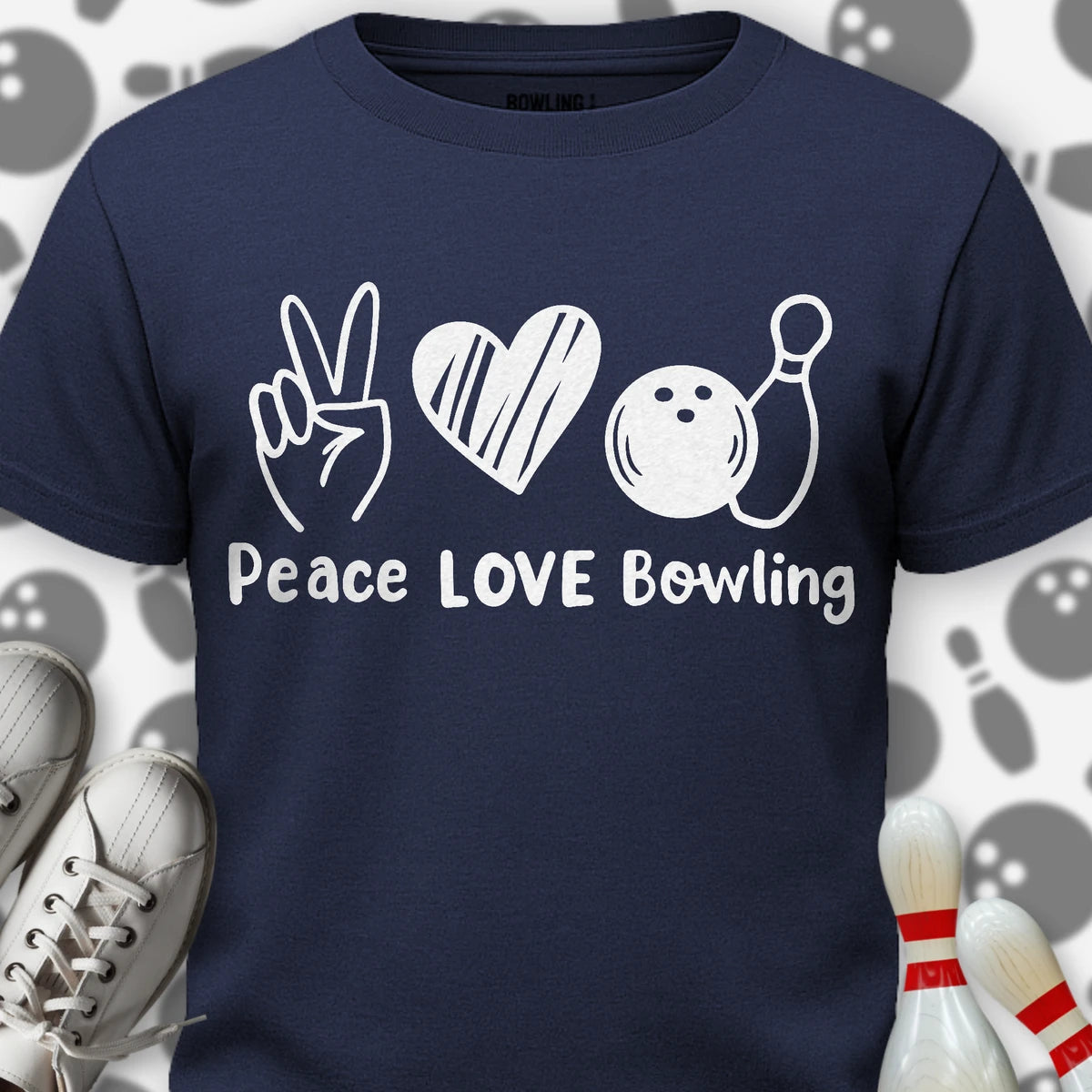 Peace Love Bowling Mono T-Shirt