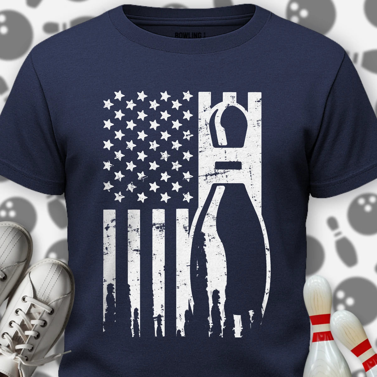Retro Bowling US Flag T-Shirt