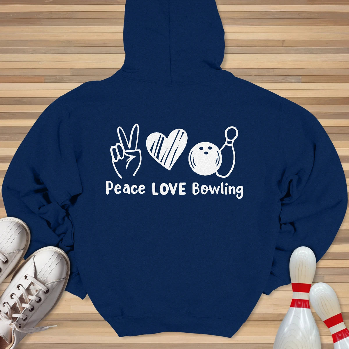 Peace Love & Bowling White Hoodie