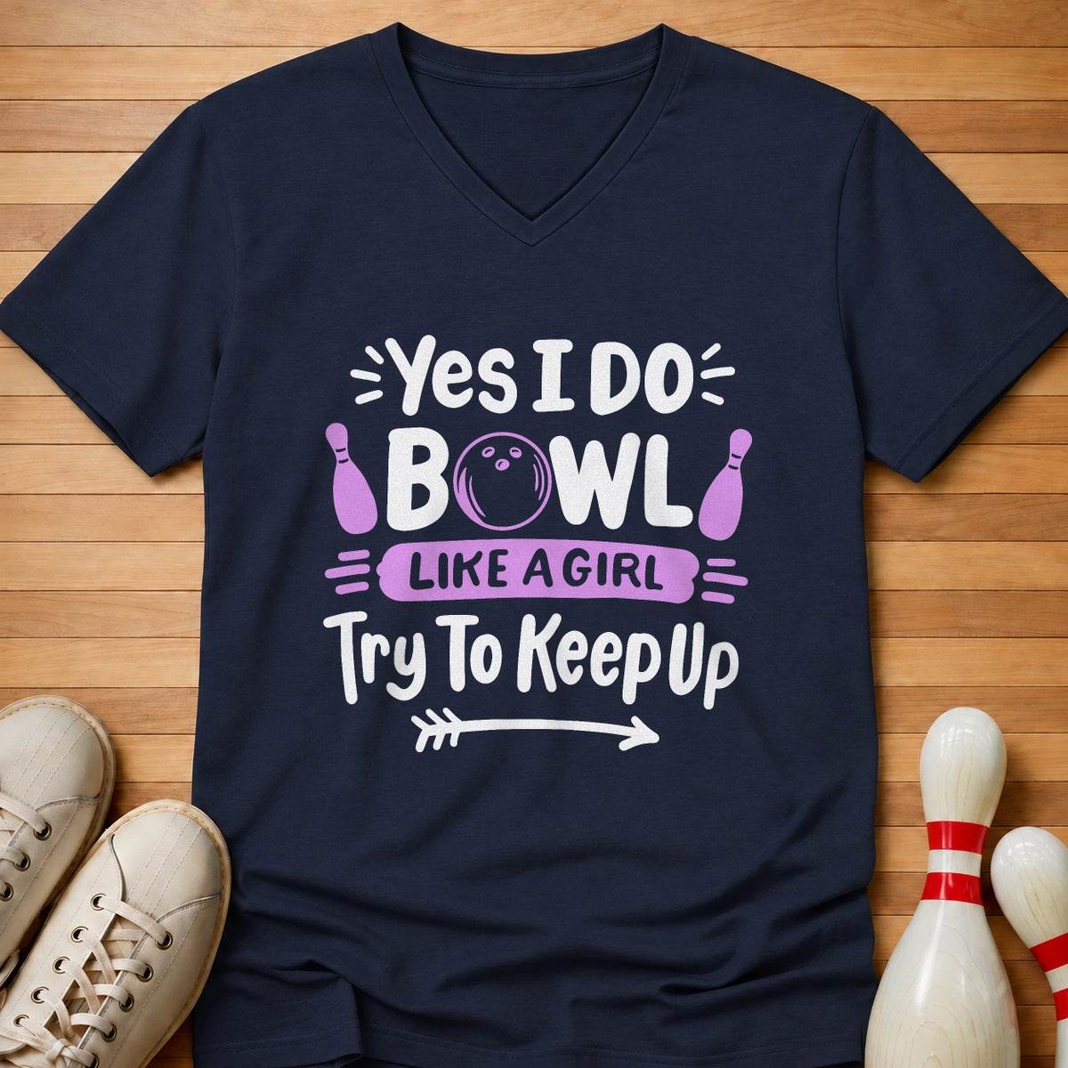 Girl Power Bowling Women's V-Neck
