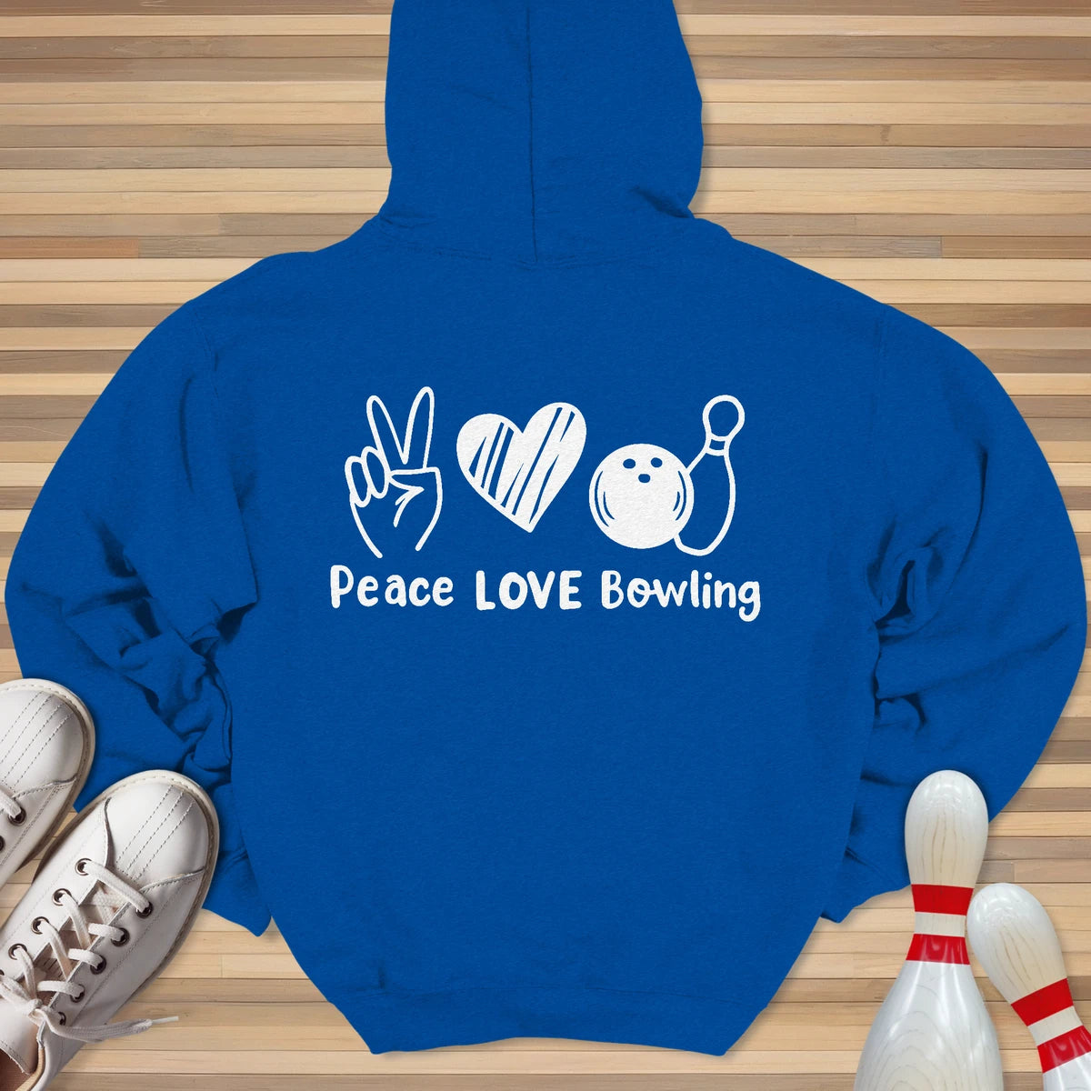 Peace Love & Bowling White Hoodie