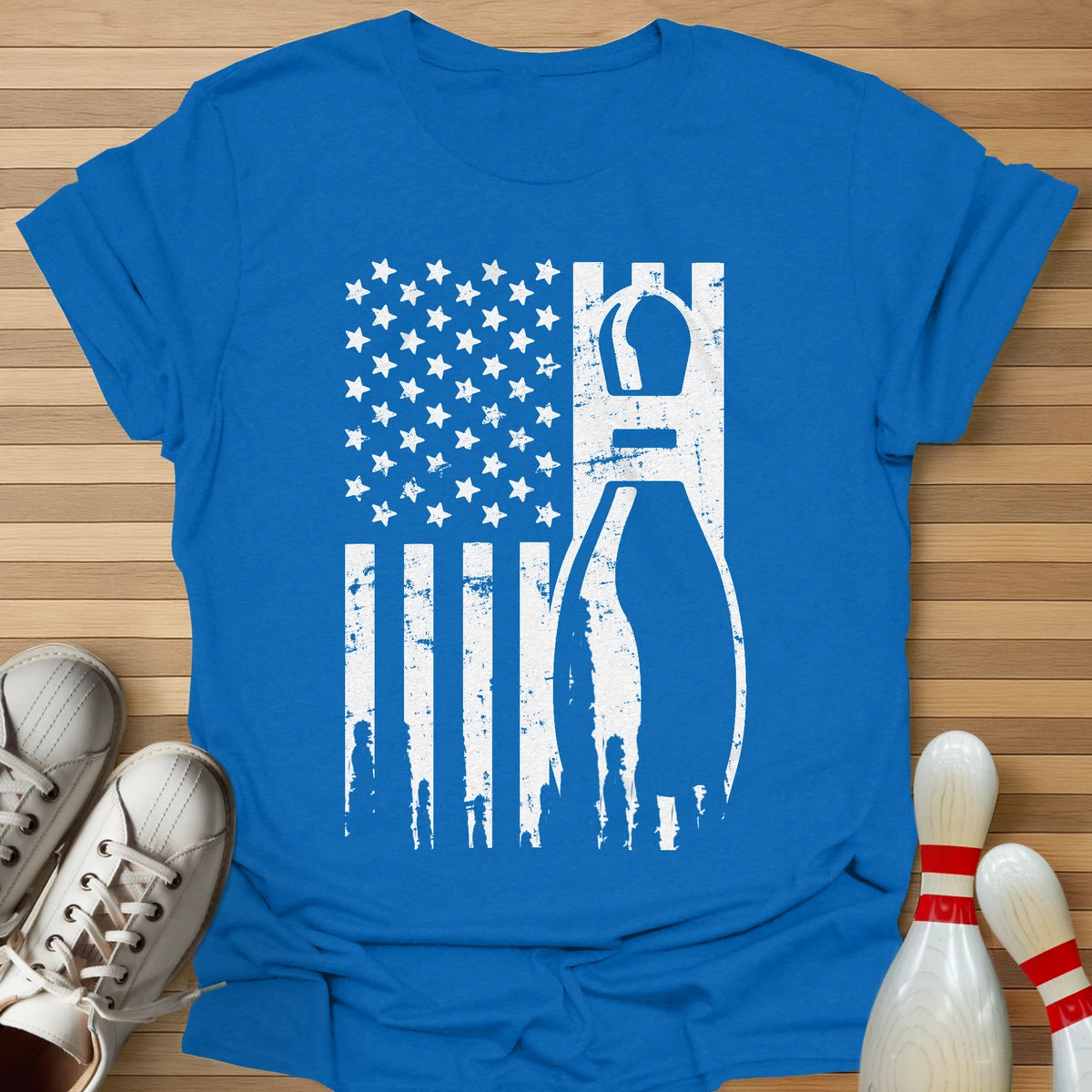 Retro Bowling US Flag T-Shirt
