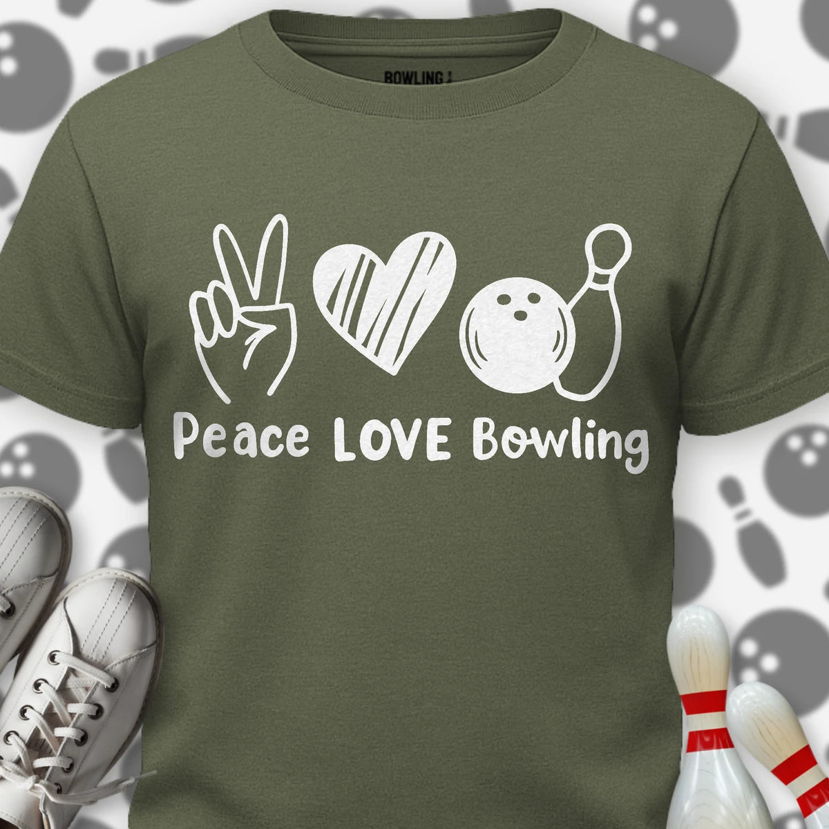 Peace Love Bowling Mono T-Shirt