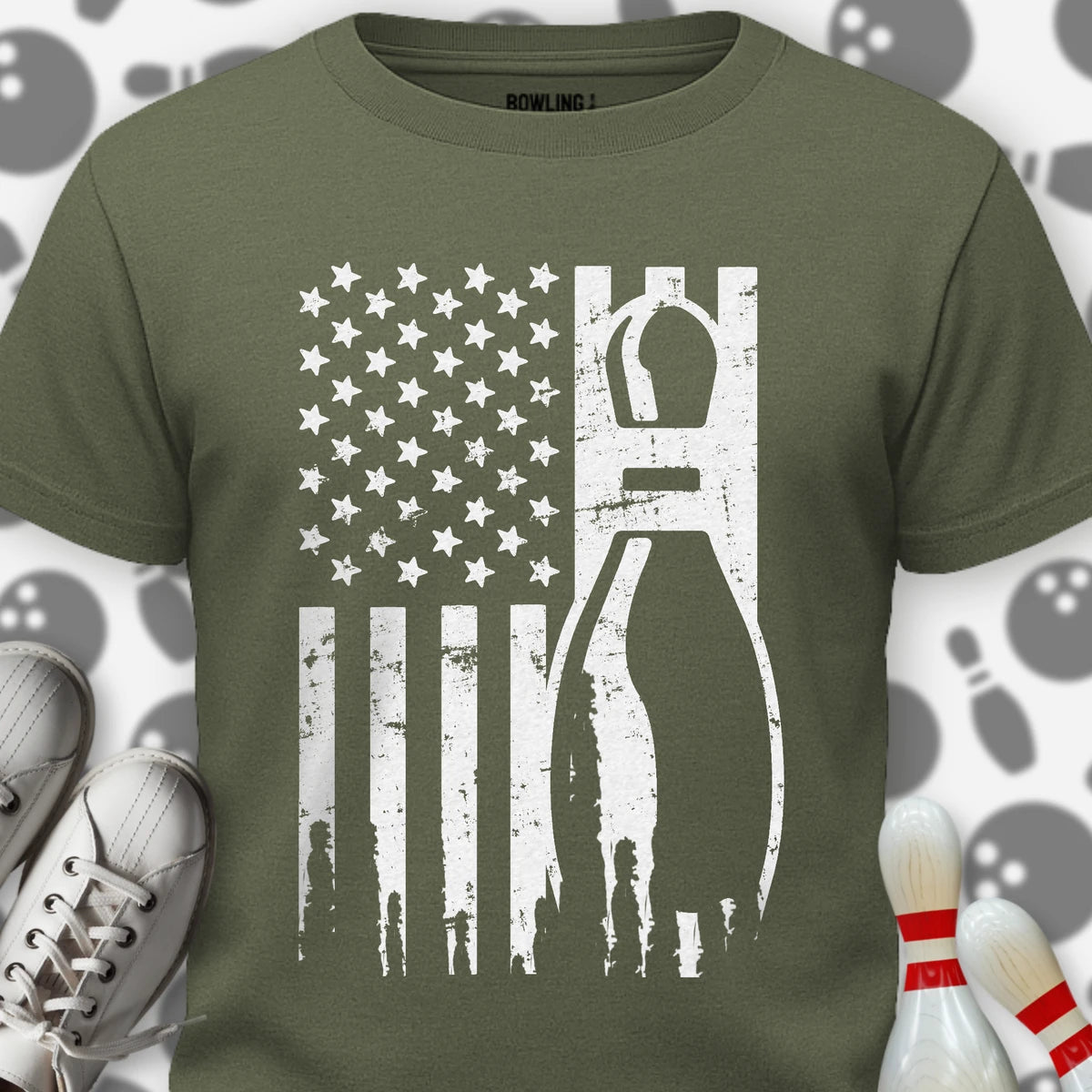 Retro Bowling US Flag T-Shirt