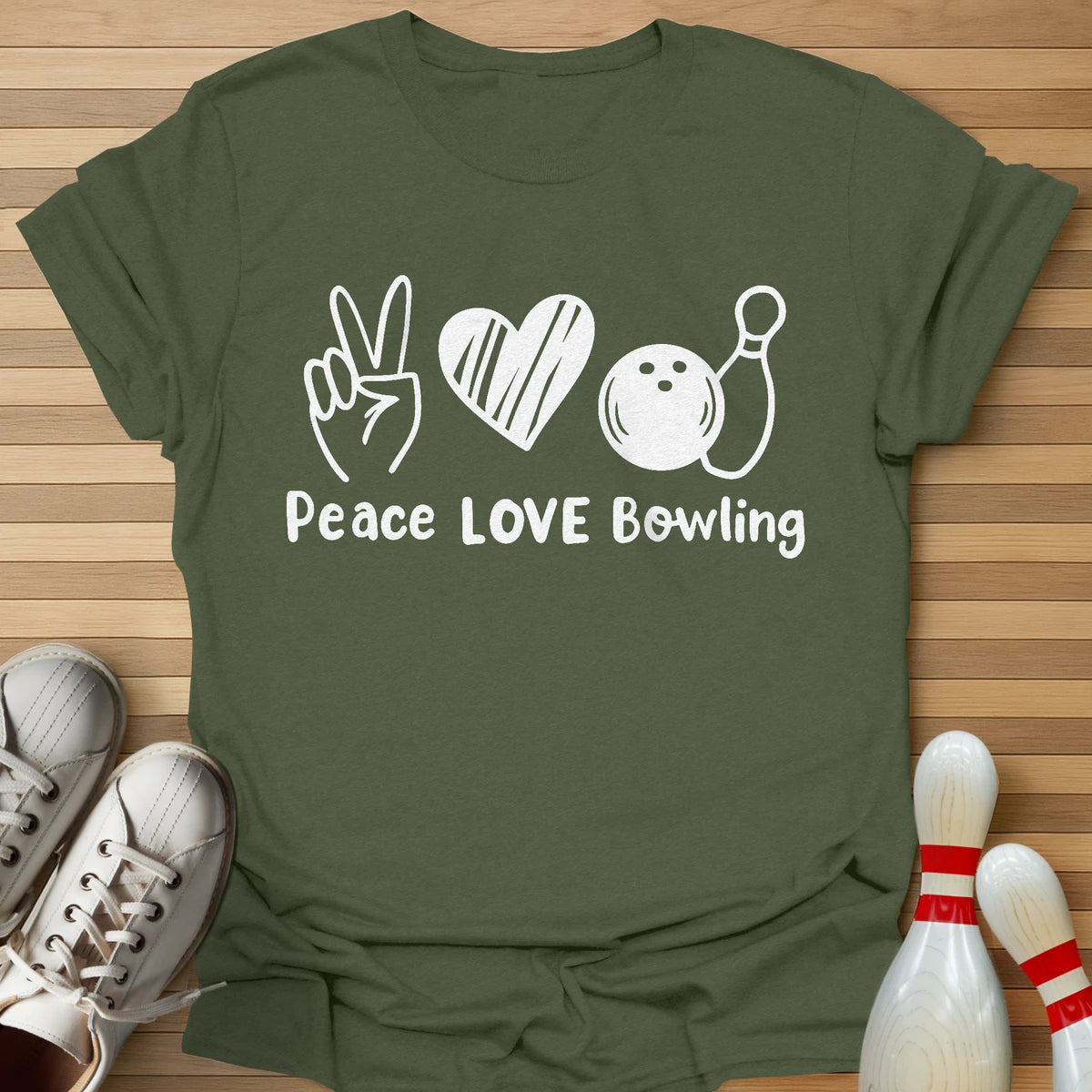 Peace Love Bowling Mono T-Shirt