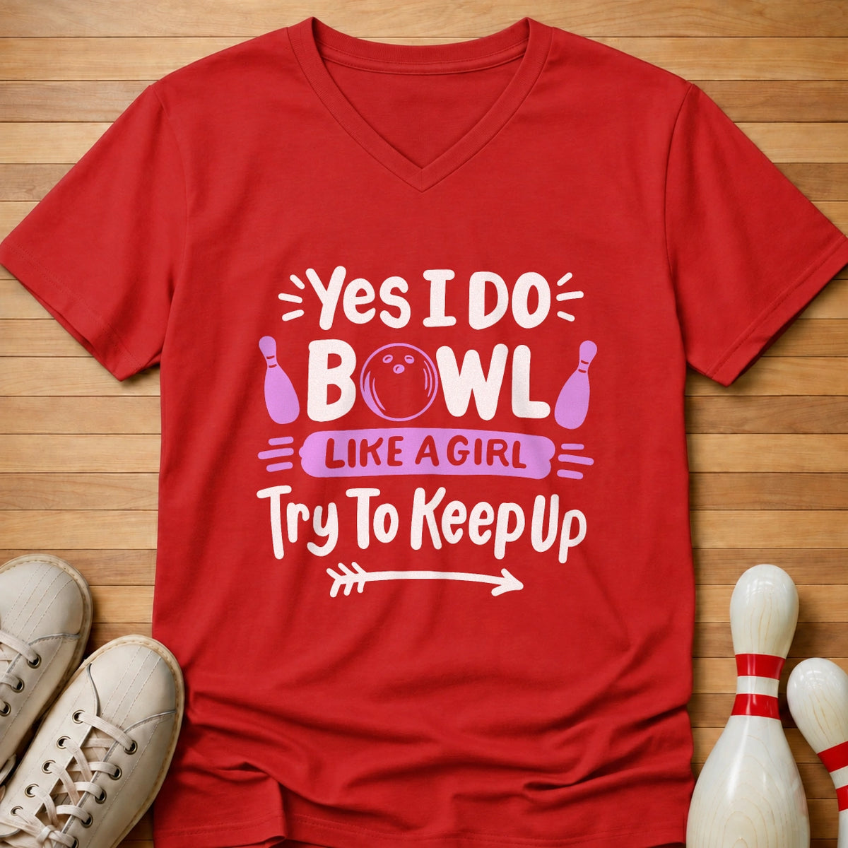 Girl Power Bowling Women's V-Neck