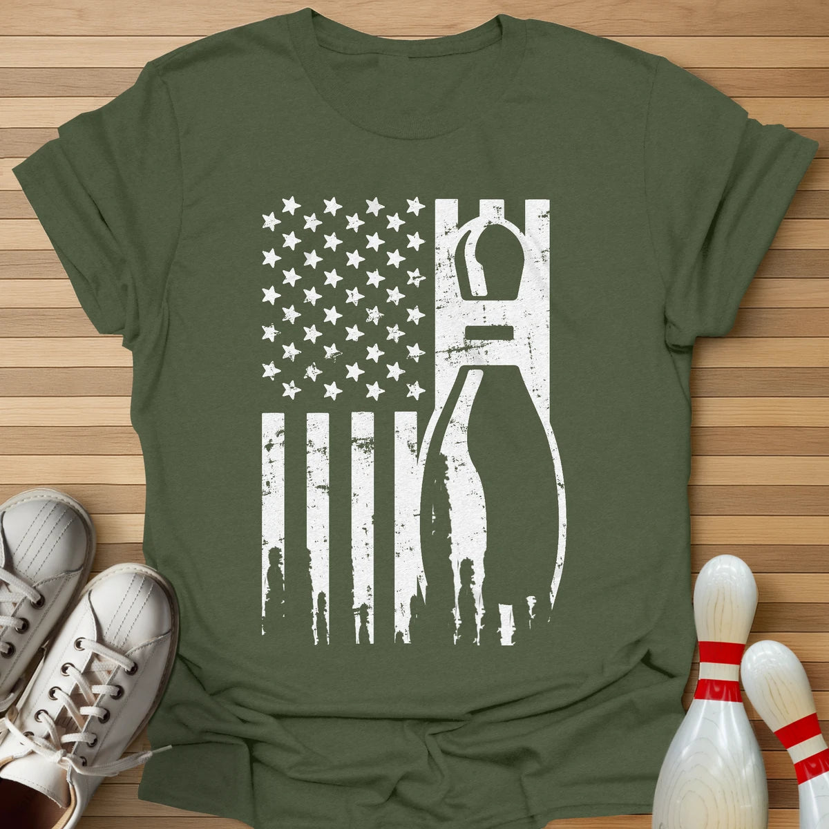 Retro Bowling US Flag T-Shirt