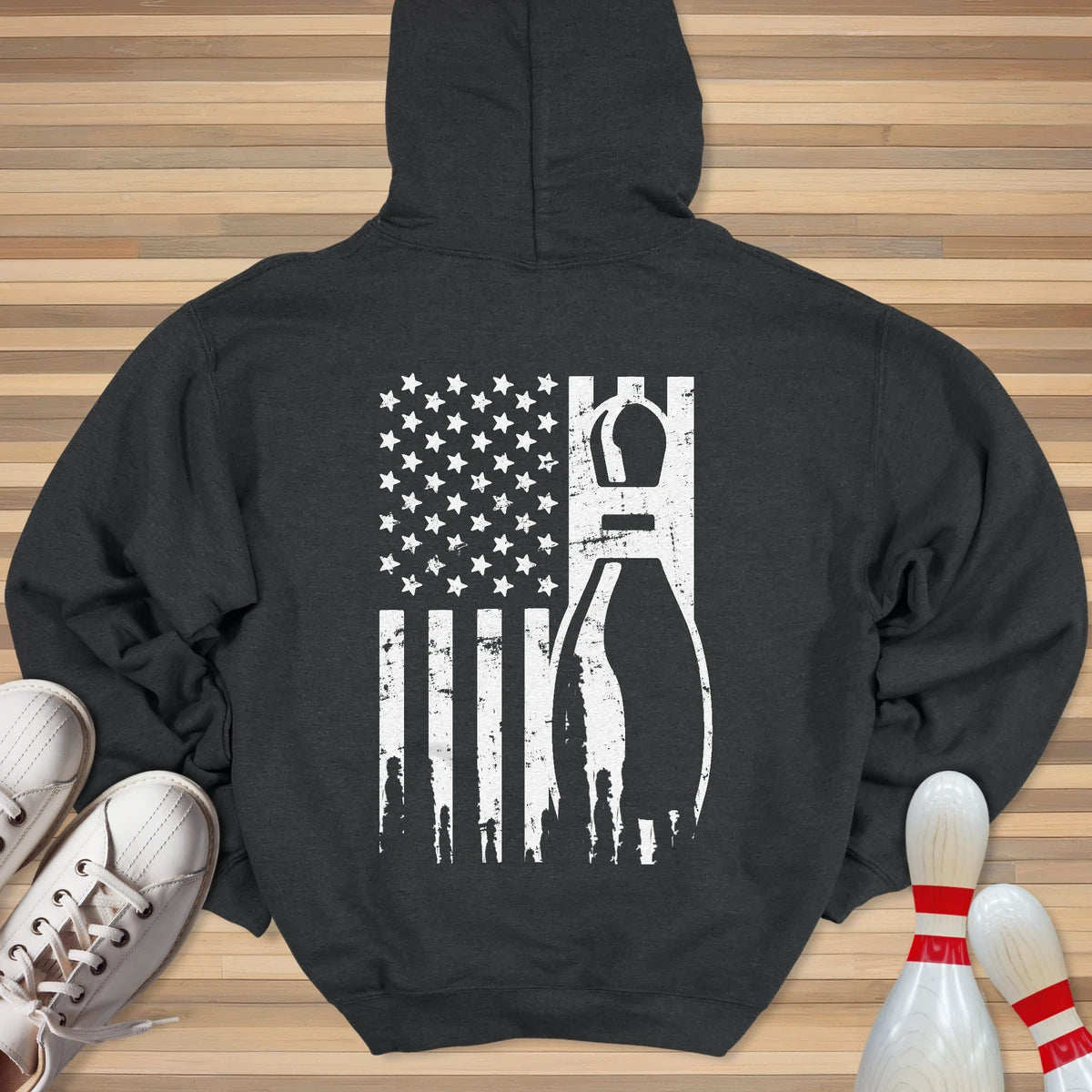 USA White Bowling Flag Hoodie