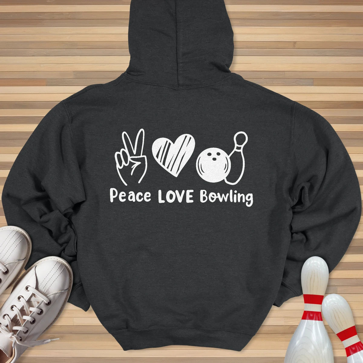 Peace Love & Bowling White Hoodie