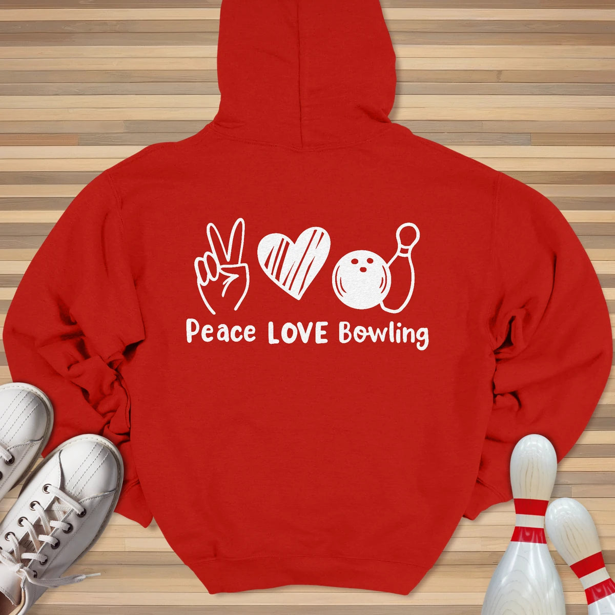 Peace Love & Bowling White Hoodie