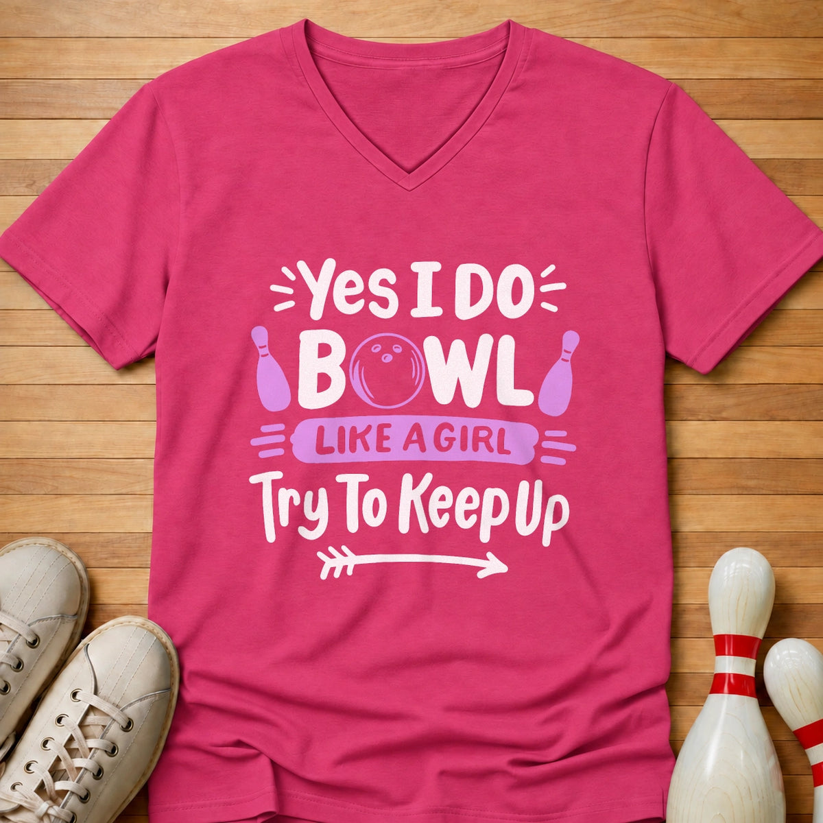 Girl Power Bowling Women's V-Neck