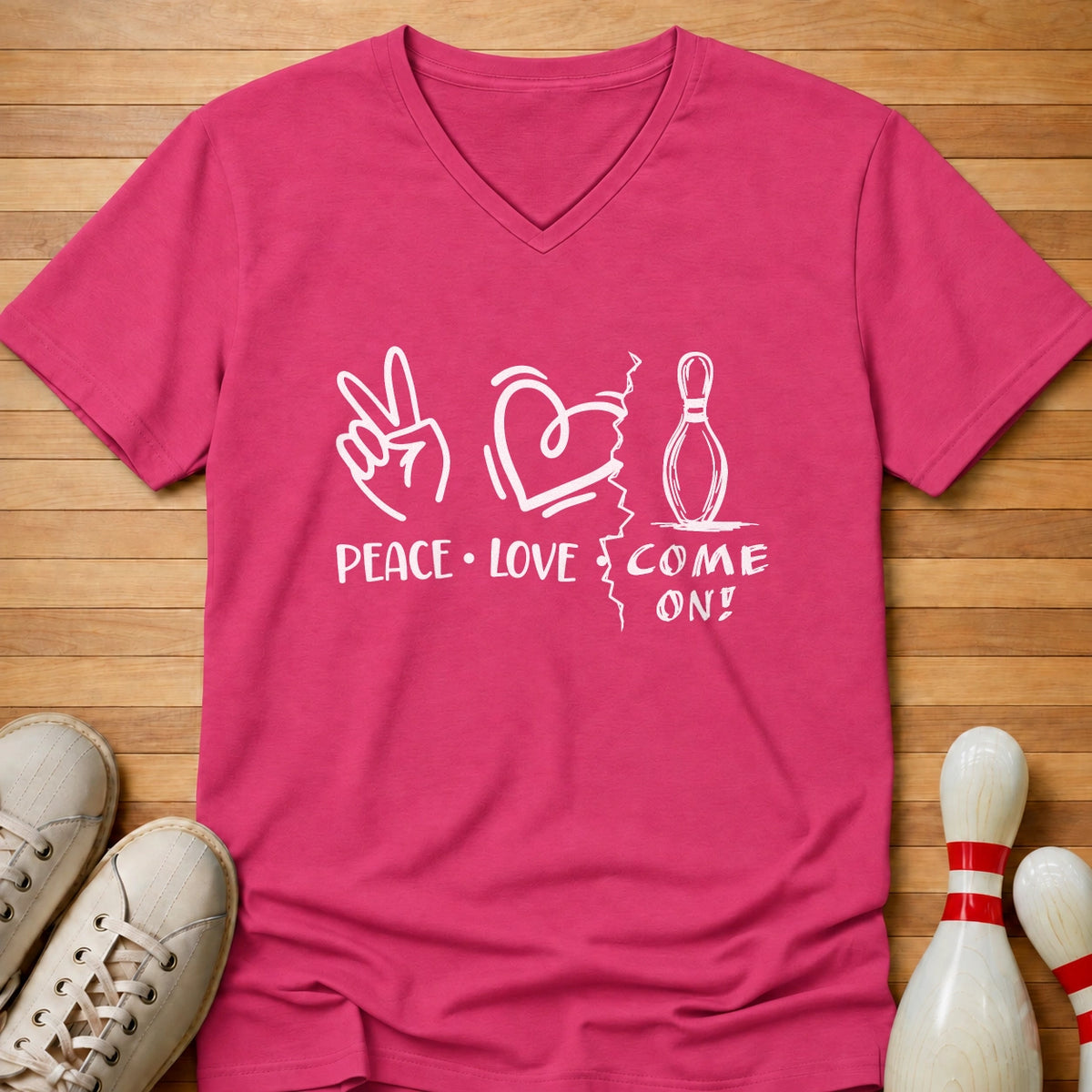 Peace Love Come On! Women's V-Neck