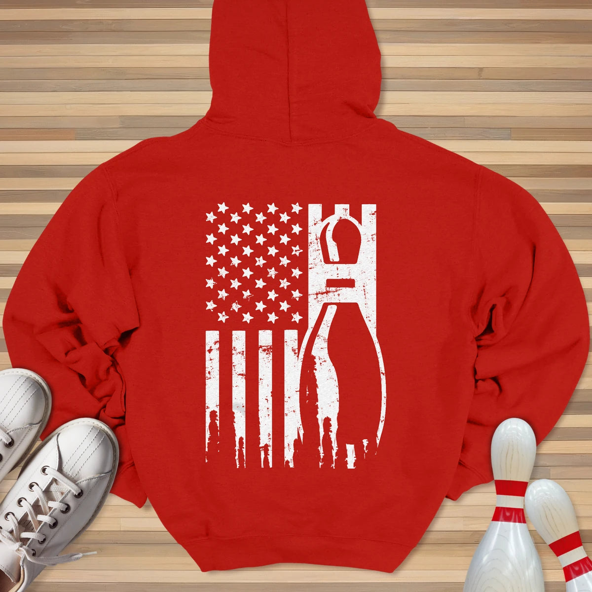 USA White Bowling Flag Hoodie
