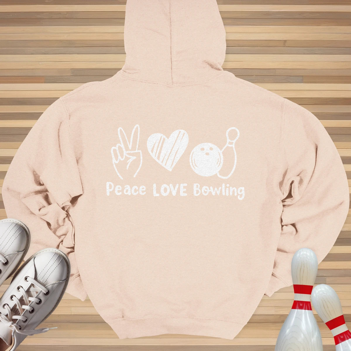 Peace Love & Bowling White Hoodie