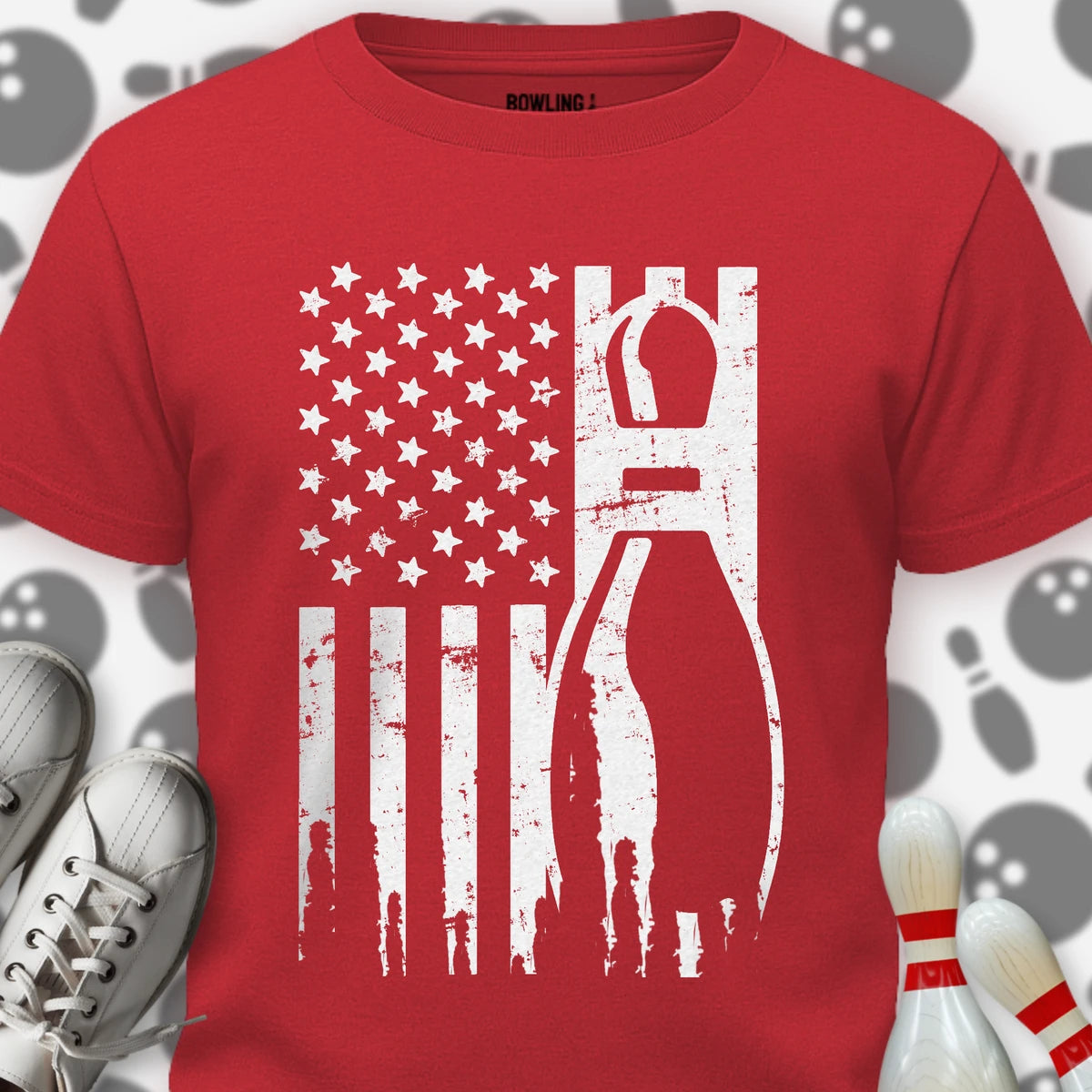 Retro Bowling US Flag T-Shirt