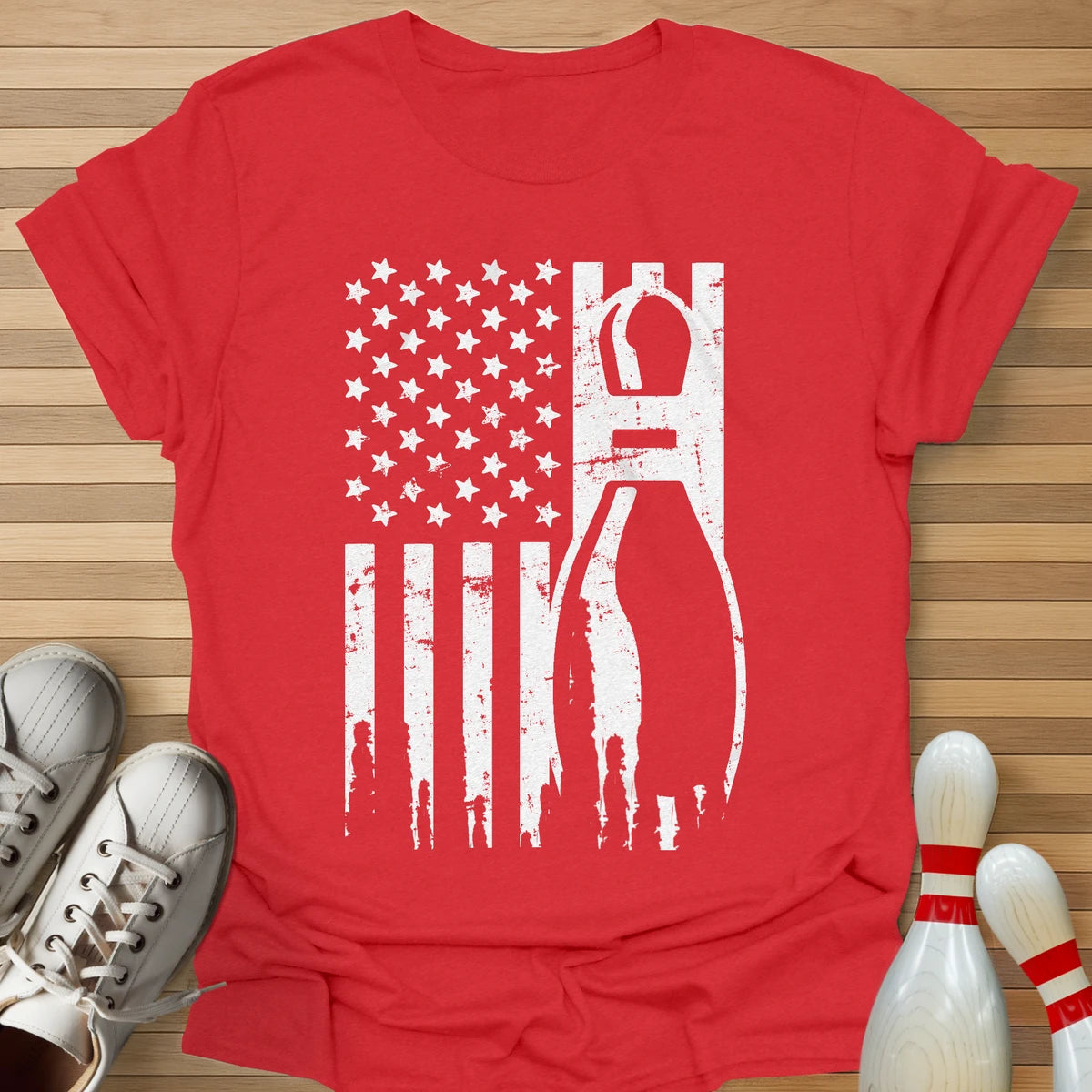 Retro Bowling US Flag T-Shirt