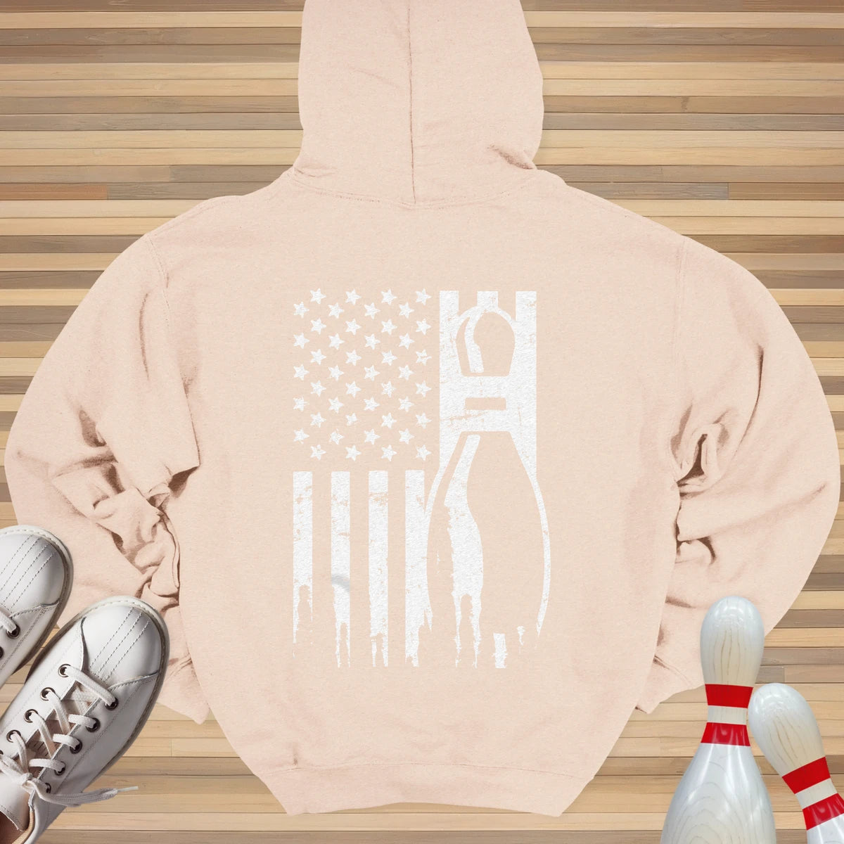 USA White Bowling Flag Hoodie