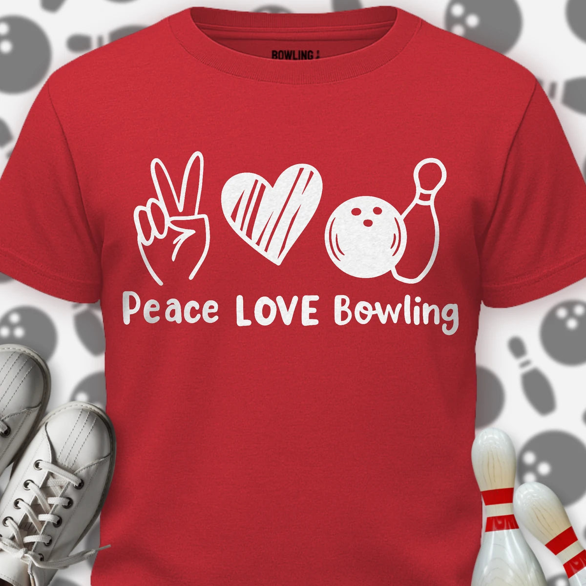 Peace Love Bowling Mono T-Shirt