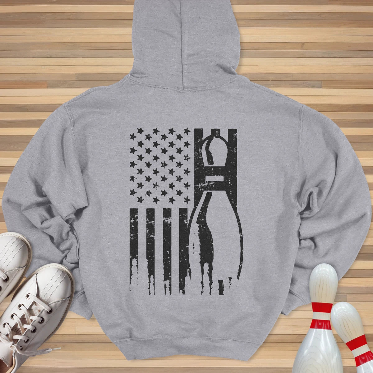 USA White Bowling Flag Hoodie