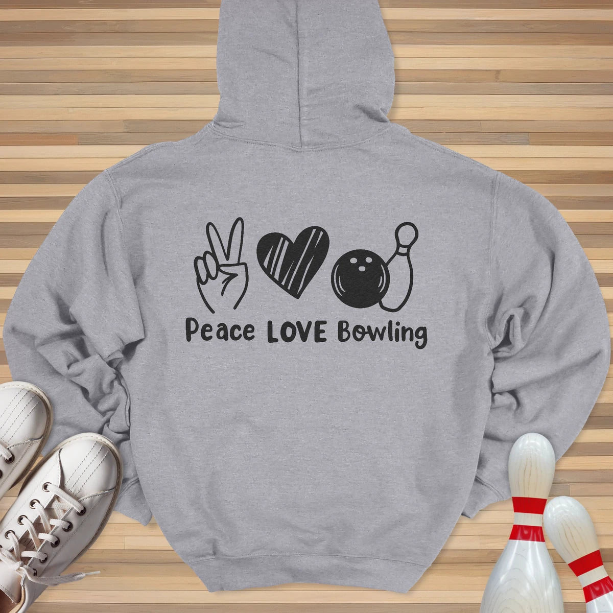 Peace Love & Bowling White Hoodie