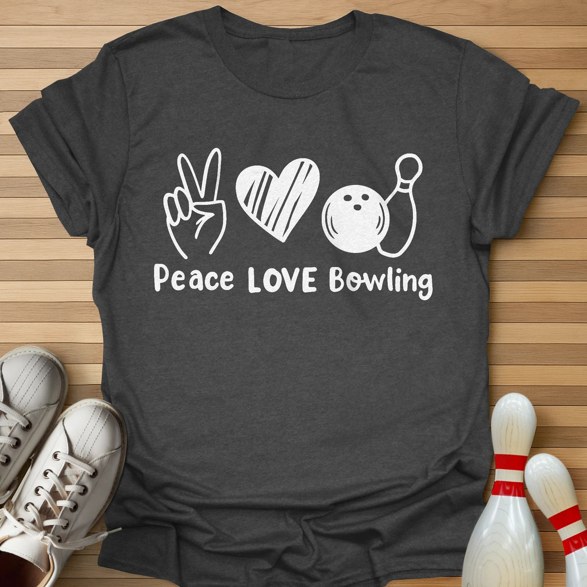 Peace Love Bowling Mono T-Shirt