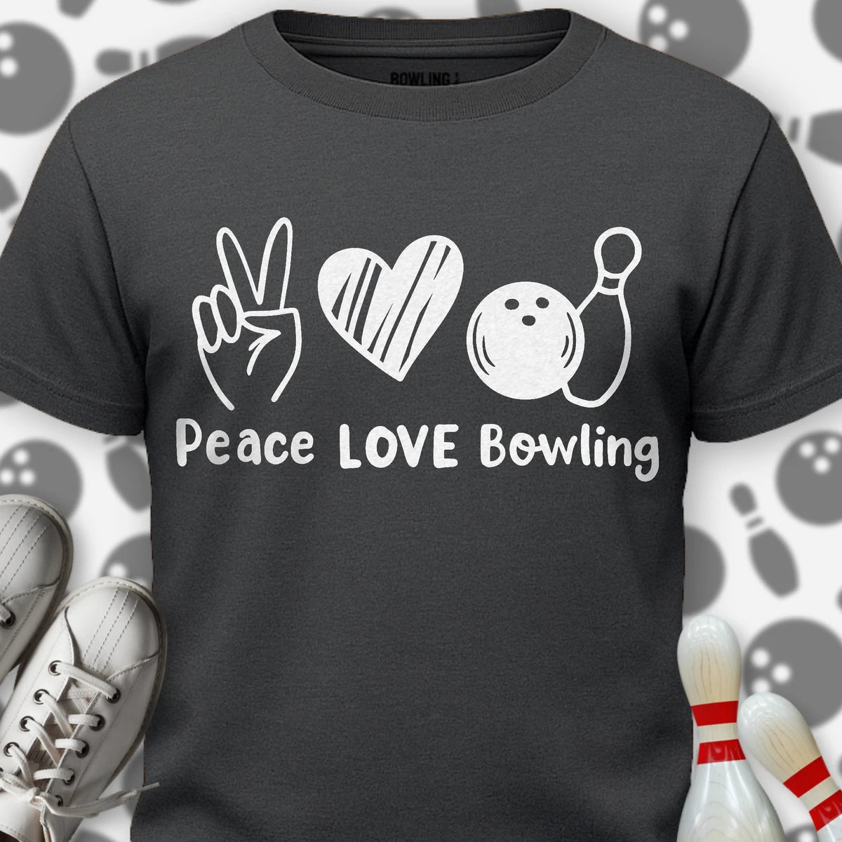 Peace Love Bowling Mono T-Shirt