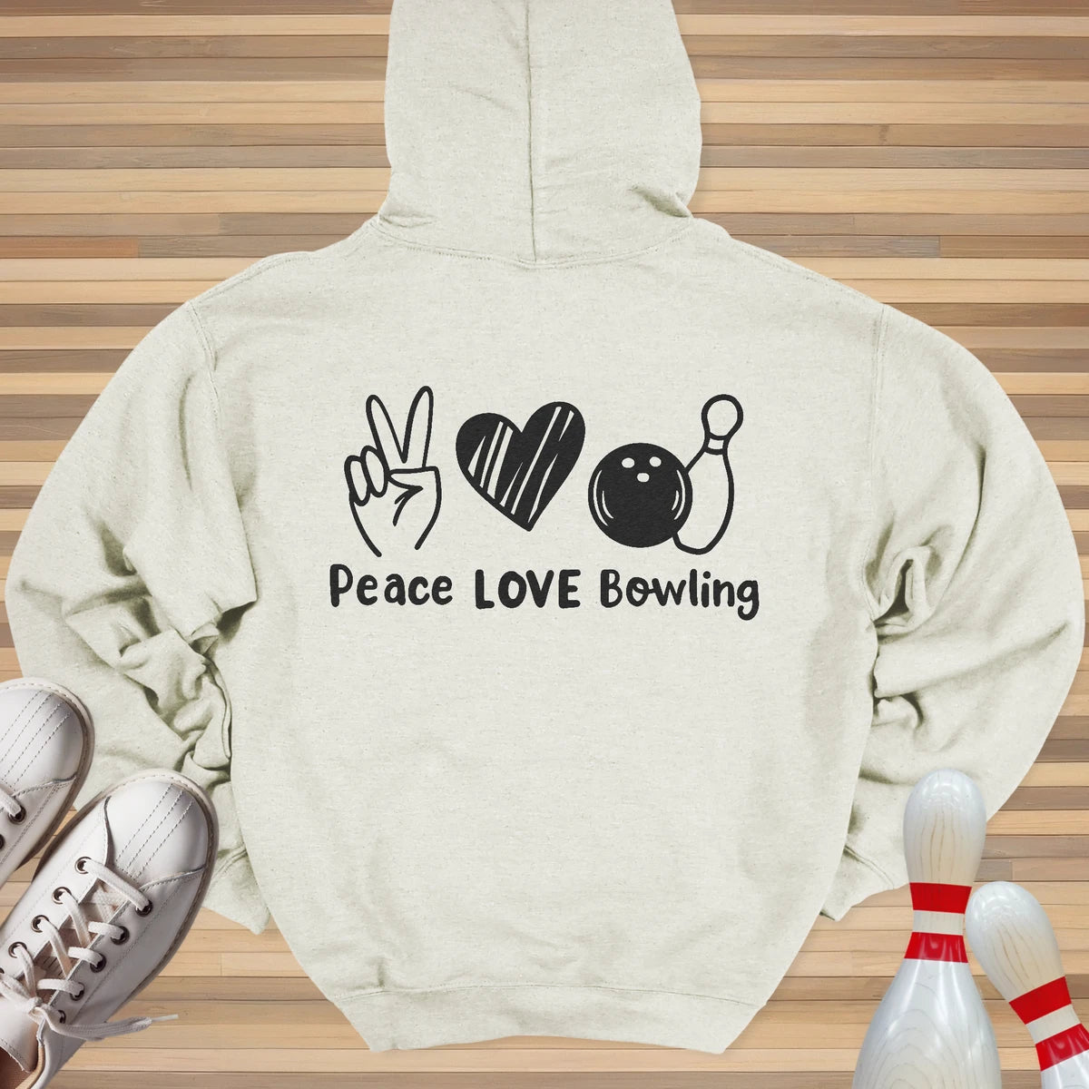 Peace Love & Bowling White Hoodie
