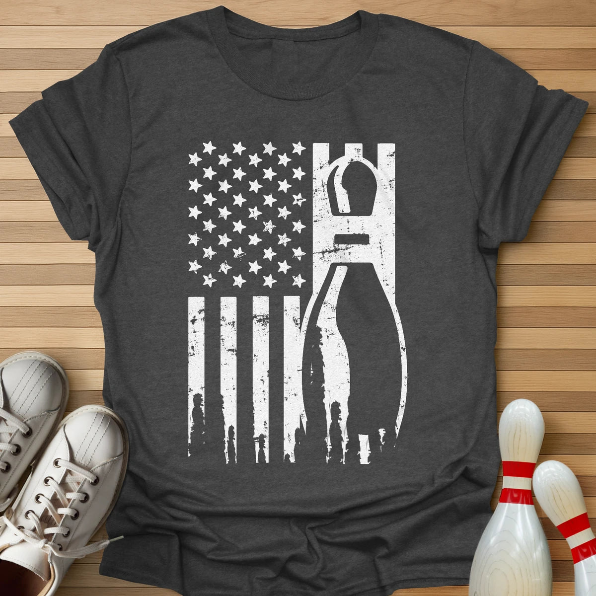 Retro Bowling US Flag T-Shirt